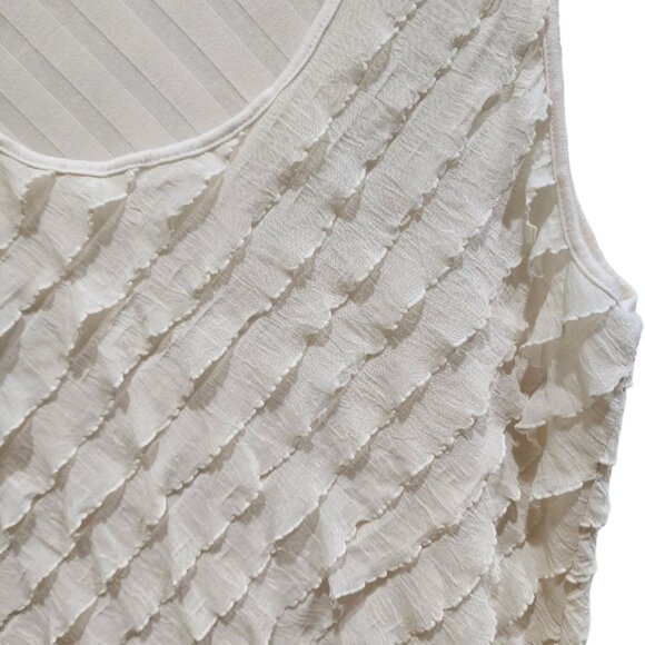 Espresso Flirty and Flattering White Ruffled Shell Women's Size XL Sleeveless - Picture 7 of 11